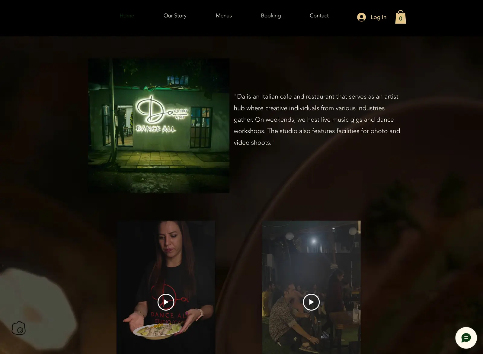 Da Studio Cafe Website Preview