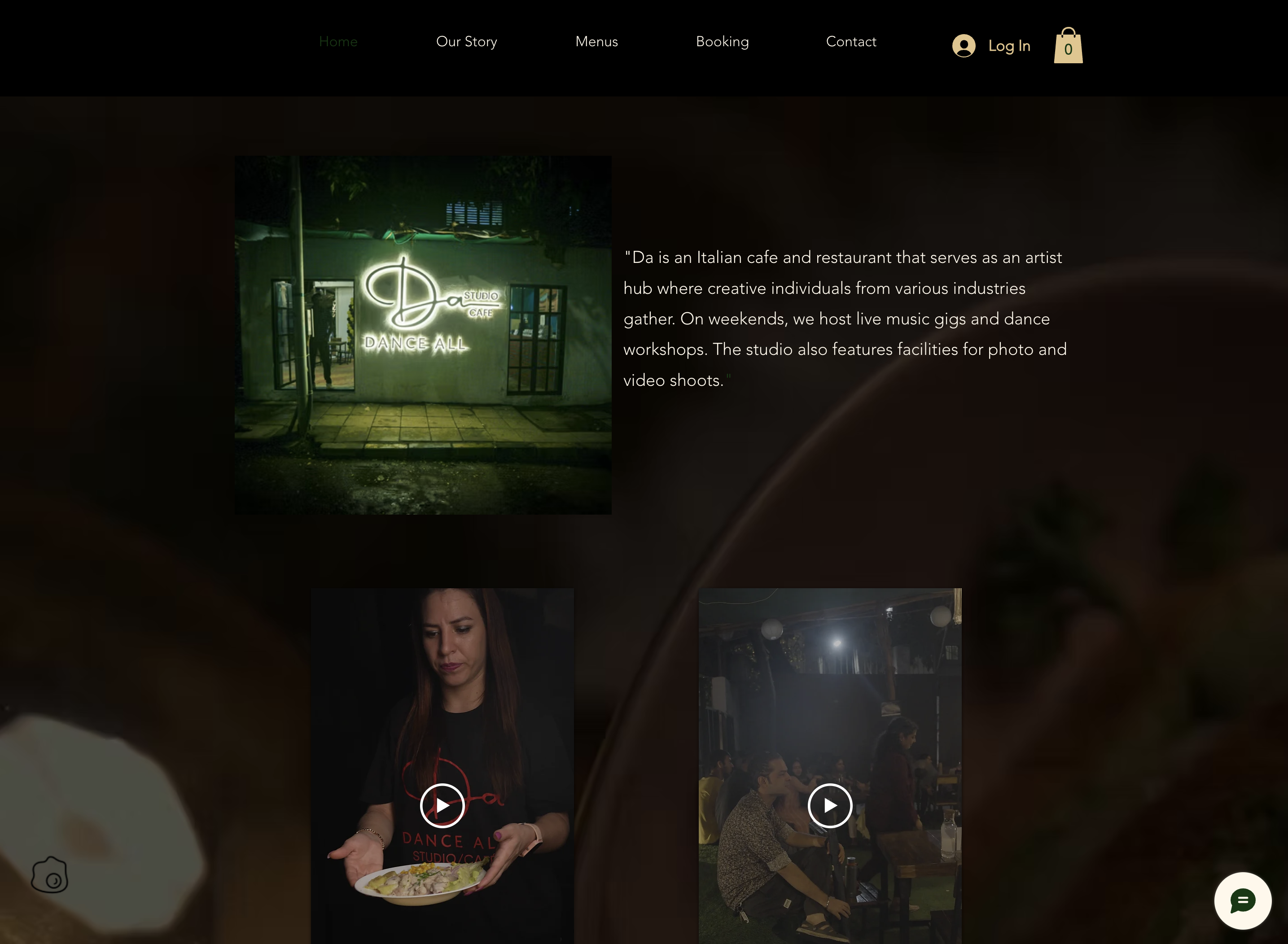 Da Studio Cafe Website Preview